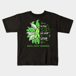 In May We Wear Green Daisy Mental Health Awareness Kids T-Shirt